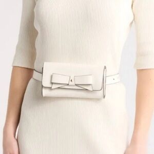 EUC Kate Spade White Leather Bow Designer Belt Bag